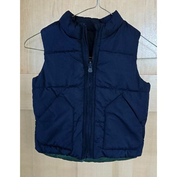 Baby GAP Reversible Puffer Vest 2T Toddler Colorblock & Navy - Picture 3 of 7